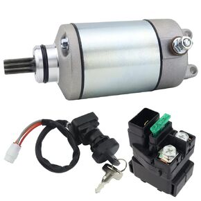 Starter Motor & Solenoid Relay & Ignition Switch for Suzuki Quadsport LT-Z400 LT-Z400Z 2003-2008, for Arctic Cat 400 DVX 2006-2008, 21163-S004 31100-29F00 3445-033 SMU0281