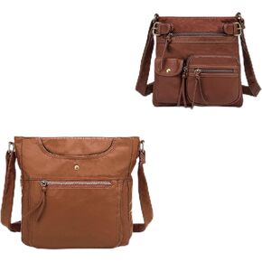 سكارلتون 2 حقيبة كروس للنساء، مجموعة محافظ وحقائب يد متعددة الجيوب، حقيبة كتف، H183304-2، بني in Kuwait