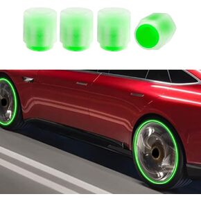 ASUBHA Tire Valve Stem Caps for Car, 4PCS Noctilucous Tire Air Caps Cover, Illuminated Auto Wheel Valve Stem Cap, Car Accessories Universal for Car, Truck, SUV, Motorcycles, Bike