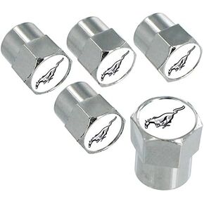 Ford Mustang White Pony Black Valve Cap Covers