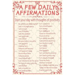 A Few Daily Affirmations Metal Sign Room Decor Aesthetic Wall Art Tin Pink Butterfly For Wall Home Coffee Room Office Decor Gifts Poster Tinplate 8X12 Inches