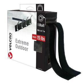 شريط تثبيت مزدوج الجوانب للأماكن الخارجية من ماركة VELCRO | يحمل ما يصل إلى 15 رطلاً على الطوب أو الأسطح الخشنة الأخرى | مقاوم للأشعة فوق البنفسجية والطقس | رول ثقيل 14 قدم