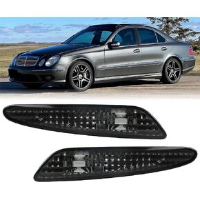 USR DEPO 03-06 W211 E-Class Crystal Smoke Front Bumper Side Marker Light Assembly Set (Left + Right) Compatible with 2003-2006 Mercedes Benz W211 E Class