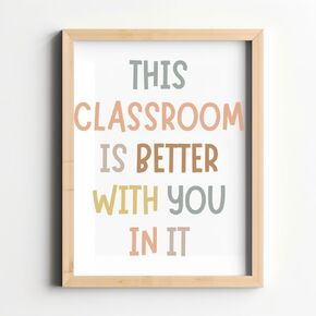 Wowsweet-هذا الفصل الدراسي أفضل معك فيه، ديكور حائط تحفيزي إيجابي، لافتات للمعلمين، ترحيب بغرفة الفصل الدراسي، ديكور بوهو للفصل الدراسي، مساحة آمنة، غير مؤطرة (8 × 10 بوصة) in Kuwait