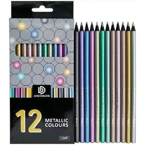 12 قطعة مجموعة أقلام رصاص ملونة معدنية مجموعة أقلام تلوين متنوعة 0.3 مللي متر أقلام رسم لامعة أقلام رسم للرسم الفني والكتابة in Kuwait