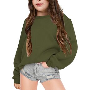 Fanway&EC Girls Casual Crewneck Sweatshirts Long Sleeve Cute Pullover Oversized Lightweight Fleece Tops