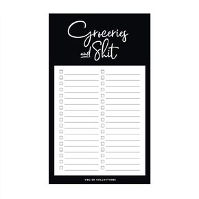 Bliss Collections Grocery List Pad for Fridge, Groceries and Shit Funny Tear Off Notepad for Refrigerator, 114 mm x 191 mm, 50 Sheets