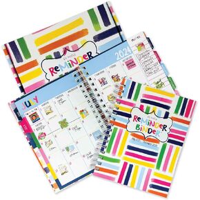 Reminder Binder 2025-2026 18-Month Planner + 361 Planner Stickers, Weekly & Monthly Views, Hard Cover, Elastic Closure, Monthly Divider Tabs, Pockets, To-Do Lists, Keepsake Box