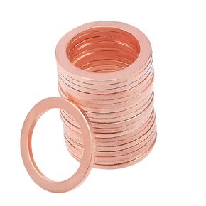 20pcs M17 Copper Washers Flat Ring Sump Plug Oil Seal Gasket Sealing Fitting Washers (M17*21 * 1.0)