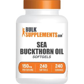 BulkSupplements.com Sea Buckthorn Oil Softgels - Omega 7 Supplement, Sea Buckthorn Oil Capsules - 1 Softgel per Serving (150mg), 240 Softgels (Pack of 1)