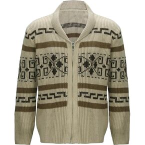 Men The Dude Sweater Costume Adults Shawl Collar Zip Up Knit Cardigan Sweater Halloween Cosplay Outerwear