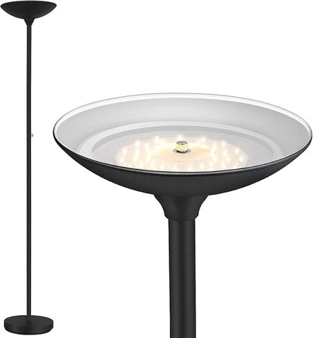 BoostArea Torchiere Floor Lamp, 30W Super Bright LED Standing Lamp, Stepless Dimmable Pole Lamp with 3000K Lighting, Rotary Switch, 70 Inch Tall Metal Modern Floor Lamps for Living Room/Bedroom Black in Kuwait
