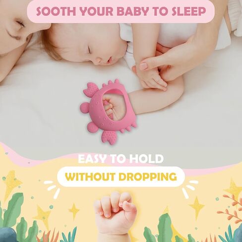 Anboor 2 Pack Baby Teething Toys, Silicone Teethers for Babies 0-6 Months Anti Dropping Hand Teether, Infant Baby Chew Toys for Teething Relief, for Newborn Soon-to-be Mothers (Blue,Crab) in Saudi Arabia