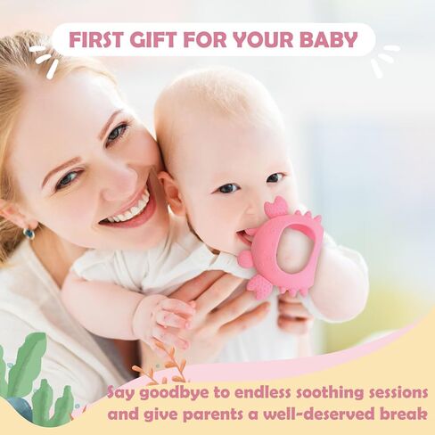 Anboor 2 Pack Baby Teething Toys, Silicone Teethers for Babies 0-6 Months Anti Dropping Hand Teether, Infant Baby Chew Toys for Teething Relief, for Newborn Soon-to-be Mothers (Blue,Crab) in Saudi Arabia