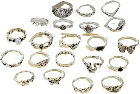 Silver Knuckle Rings Set for Women Girls Snake Chain Stacking Ring Vintage Silver Knuckle Ring Silver Knuckle Rings BOHO Midi Rings SIze Mixed Set for Women Girls in Saudi Arabia