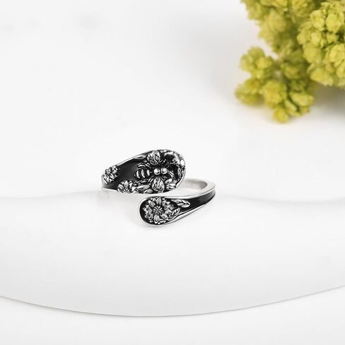 MONGAS Bee/Turquoise Spoon Rings for Women Sterling Silver Spoon Ring Jewelry Gifts for Girls in Saudi Arabia