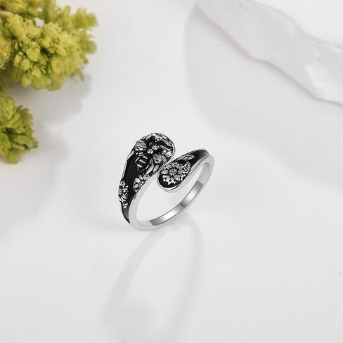 MONGAS Bee/Turquoise Spoon Rings for Women Sterling Silver Spoon Ring Jewelry Gifts for Girls in Saudi Arabia