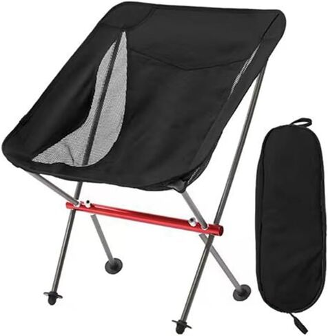 Portable Camping Chair,Compact Ultralight High Back Moon Chairs with Carry Bag for Hiking,Festival,Travel,Beach,Fishing,Backpacking (Black) in Saudi Arabia