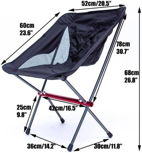 Portable Camping Chair,Compact Ultralight High Back Moon Chairs with Carry Bag for Hiking,Festival,Travel,Beach,Fishing,Backpacking (Black) in Saudi Arabia