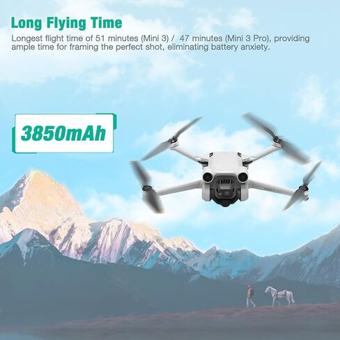 بطارية FirstPower Mini 3 Pro بقدرة 3850 مللي أمبير في الساعة مكونة من قطعتين وفتحة ثلاثية ثنائية الاتجاه متوافقة مع DJI DJI Mini 3 Pro & Mini 3 Drone، 51 دقيقة كحد أقصى لوقت الطيران in Kuwait