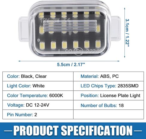 سيارة 6000K الأبيض لوحة ترخيص LED ضوء الجمعية GHK1-51-270B 2835SMD لمازدا 6 2014-2020 ABS واضح أسود 1 زوج in Saudi Arabia