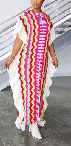 SHINFY Women Sweater Dress Fall Casual Loose Cable Knit Ruffle Striped Crochet Long Maxi Pullover Sweater Dresses with Slit in Kuwait