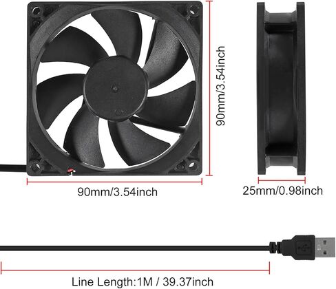 4 قطع 92 مم مروحة USB 92 مم × 25 مم مروحة تبريد 5 فولت 9225 USB DC بدون فرش حافظة كمبيوتر صغيرة مروحة تبريد للطابعة ثلاثية الأبعاد إلكترونيات تبريد ومنقي الهواء لمشاريع التبريد DIY in Kuwait