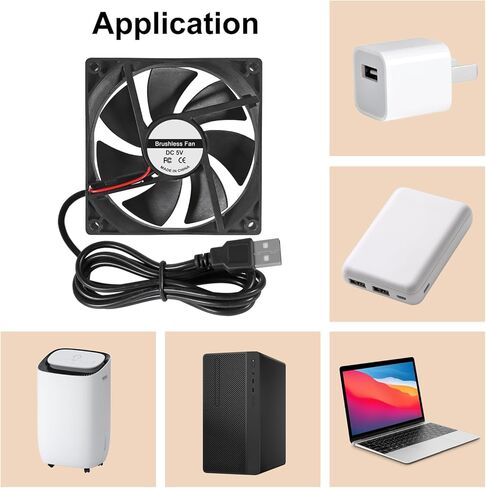 4 قطع 92 مم مروحة USB 92 مم × 25 مم مروحة تبريد 5 فولت 9225 USB DC بدون فرش حافظة كمبيوتر صغيرة مروحة تبريد للطابعة ثلاثية الأبعاد إلكترونيات تبريد ومنقي الهواء لمشاريع التبريد DIY in Kuwait