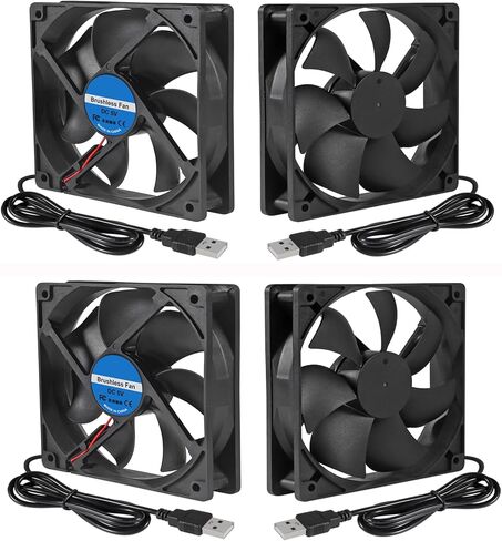 4 قطع 92 مم مروحة USB 92 مم × 25 مم مروحة تبريد 5 فولت 9225 USB DC بدون فرش حافظة كمبيوتر صغيرة مروحة تبريد للطابعة ثلاثية الأبعاد إلكترونيات تبريد ومنقي الهواء لمشاريع التبريد DIY in Kuwait