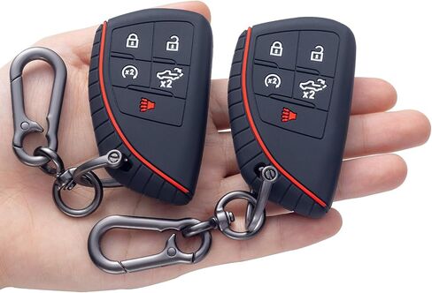 JKCOVER Soft Key Fob Cover Case Compatible with 2022 2023 GMC Sierra and 2022 2023 Chevy Silverado Accessories Smart Key Fob Holder Protector Silicone(2PCS, with Keychain) in Saudi Arabia