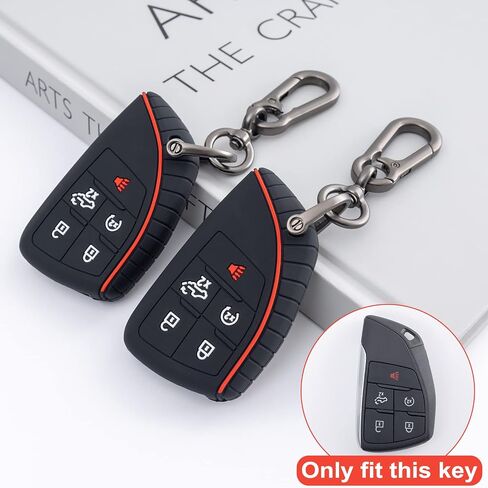 JKCOVER Soft Key Fob Cover Case Compatible with 2022 2023 GMC Sierra and 2022 2023 Chevy Silverado Accessories Smart Key Fob Holder Protector Silicone(2PCS, with Keychain) in Saudi Arabia