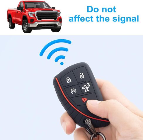 JKCOVER Soft Key Fob Cover Case Compatible with 2022 2023 GMC Sierra and 2022 2023 Chevy Silverado Accessories Smart Key Fob Holder Protector Silicone(2PCS, with Keychain) in Saudi Arabia