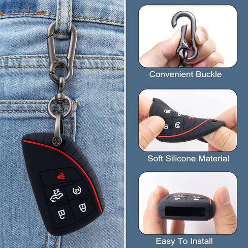 JKCOVER Soft Key Fob Cover Case Compatible with 2022 2023 GMC Sierra and 2022 2023 Chevy Silverado Accessories Smart Key Fob Holder Protector Silicone(2PCS, with Keychain) in Saudi Arabia