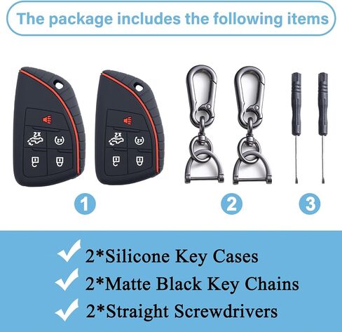 JKCOVER Soft Key Fob Cover Case Compatible with 2022 2023 GMC Sierra and 2022 2023 Chevy Silverado Accessories Smart Key Fob Holder Protector Silicone(2PCS, with Keychain) in Saudi Arabia