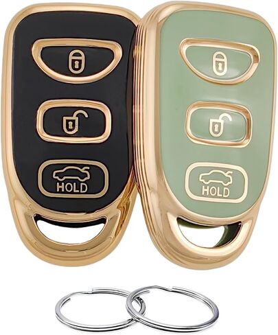 TPU Key Fob Cover Compatible with 2006-2020 Hyundai Accent Elantra Genesis Sonata Kia Forte Optima Rondo Sorento Spectra (Black/Silver-White, 4 Buttons) in Saudi Arabia