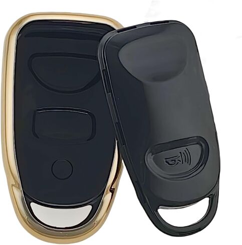 TPU Key Fob Cover Compatible with 2006-2020 Hyundai Accent Elantra Genesis Sonata Kia Forte Optima Rondo Sorento Spectra (Black/Silver-White, 4 Buttons) in Saudi Arabia