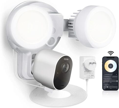 مصباح كشاف ذكي 3 في 1 من Wasserstein وشاحن وتركيب - متوافق مع Arlo Ultra/Ultra 2، Arlo Pro 3/4-1500 لومن - مستشعر الحركة والتحكم في المؤقت (كاميرا Arlo غير متضمنة) in Kuwait