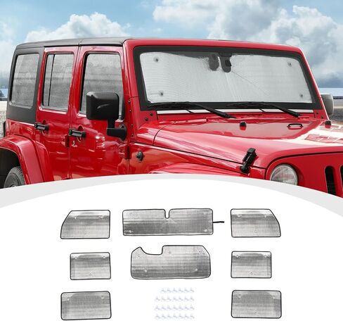 JL Windshield Sunshade, 8PCS Side Window Sun Shade Compatible with 2018-2023 Jeep Wrangler JL 4-Door in Saudi Arabia