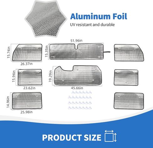 JL Windshield Sunshade, 8PCS Side Window Sun Shade Compatible with 2018-2023 Jeep Wrangler JL 4-Door in Saudi Arabia
