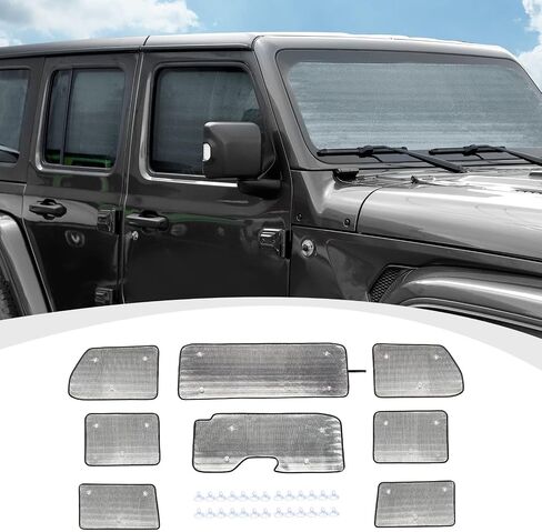 JL Windshield Sunshade, 8PCS Side Window Sun Shade Compatible with 2018-2023 Jeep Wrangler JL 4-Door in Saudi Arabia