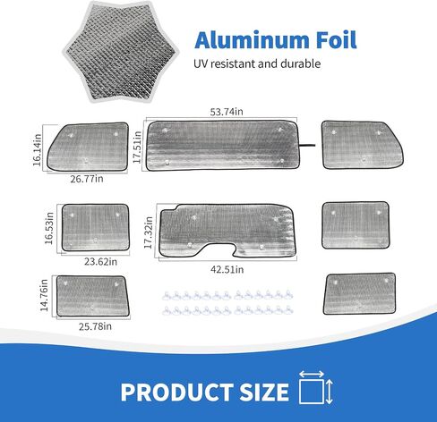 JL Windshield Sunshade, 8PCS Side Window Sun Shade Compatible with 2018-2023 Jeep Wrangler JL 4-Door in Saudi Arabia