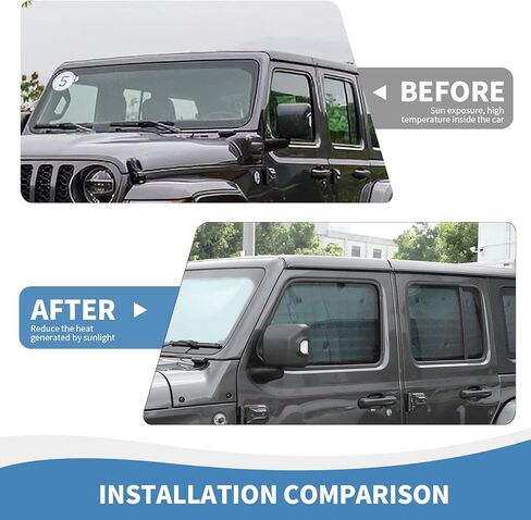JL Windshield Sunshade, 8PCS Side Window Sun Shade Compatible with 2018-2023 Jeep Wrangler JL 4-Door in Saudi Arabia