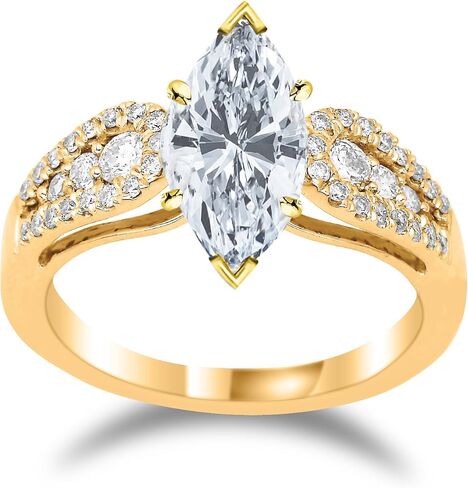 14K White Gold 1.75 Carat LAB GROWN DIAMOND Channel Set Marquise Cut Diamond Engagement Ring (G-H Color VS1-VS2 Clarity 1.5 Ct Center) in Saudi Arabia
