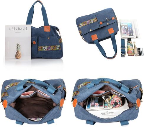 Women's Canvas Vintage Shoulder Bag Hobo Daily Purse Large Tote Shopper Handbag boho crossbody bag Medium Large in Saudi Arabia
