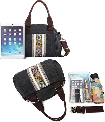 Women's Canvas Vintage Shoulder Bag Hobo Daily Purse Large Tote Shopper Handbag boho crossbody bag Medium Large in Saudi Arabia