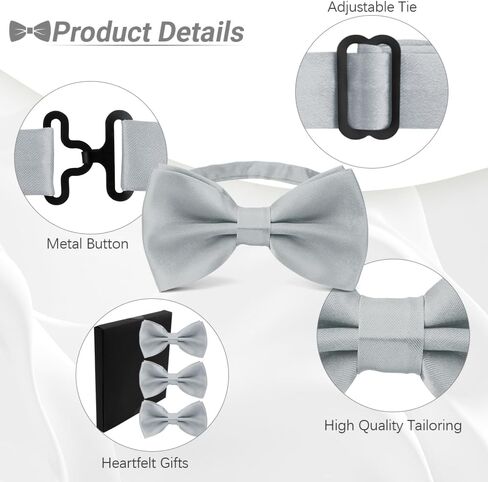 3pcs Bow Tie, Bow Ties for Men, Pre Tied Bow Ties for Men, Adjustable Bowtie for Wedding, Party, Graduation in Saudi Arabia