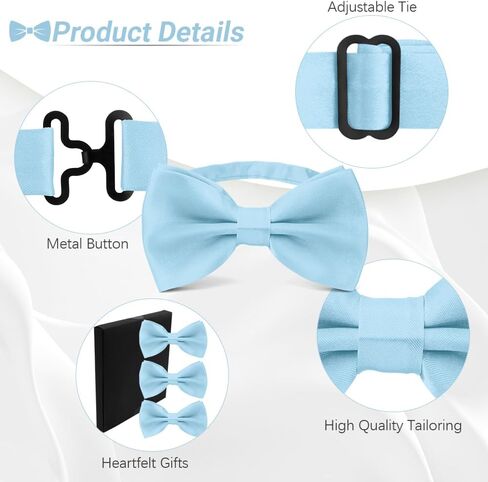 3 قطع ربطة عنق، ربطات عنق للرجال، ربطات عنق مربوطة مسبقًا للرجال، ربطة عنق قابلة للتعديل لحفلات الزفاف والحفلات والتخرج in Kuwait