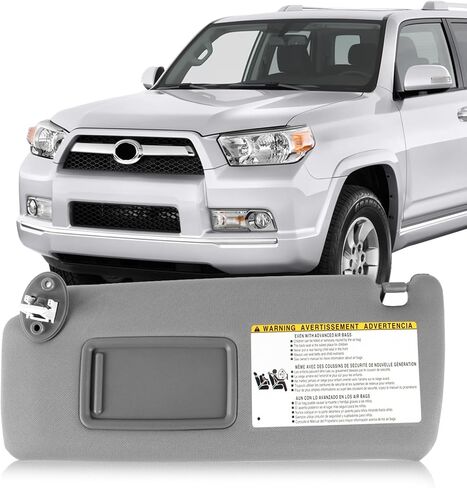 Left Driver Side Sun Visor Compatible with 2010 2011 2012 2013 2014 2015 2016 2017 2018 2019 2020 2021 2022 2023 Toyota 4RUNNER,Replace 74320-35A91-B1,Without Light(Grey) in Saudi Arabia