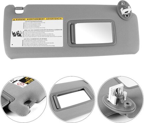 Left Driver Side Sun Visor Compatible with 2010 2011 2012 2013 2014 2015 2016 2017 2018 2019 2020 2021 2022 2023 Toyota 4RUNNER,Replace 74320-35A91-B1,Without Light(Grey) in Saudi Arabia