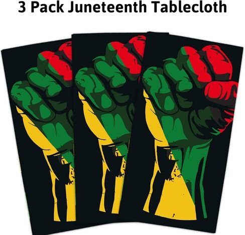 شجرة سيبا 3 عبوات من مفارش المائدة Juneteenth مقاس 54 × 108 من البلاستيك Happy Juneteenth مفارش طاولة تغطي استقلال الأمريكيين السود 1865 تاريخ أسود لشهر لوازم الحفلات in Saudi Arabia